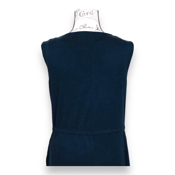 Eileen Fisher Sleeveless Shift Dress Deep Blue Waist Tie Pockets - Picture 7 of 10